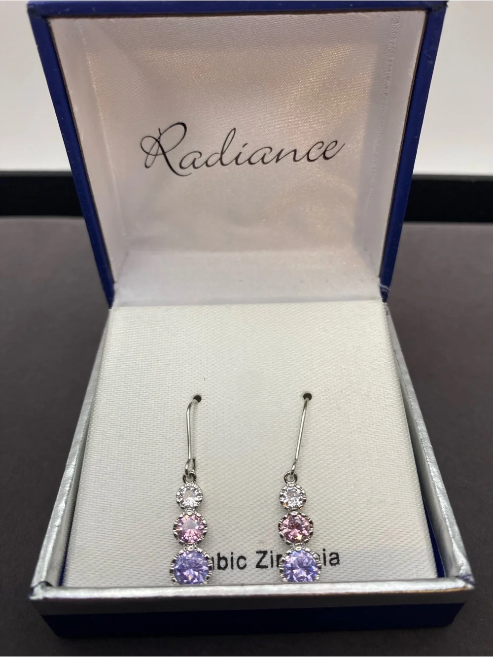 Pink & Lavender Cubic Zirconia Drop Earrings